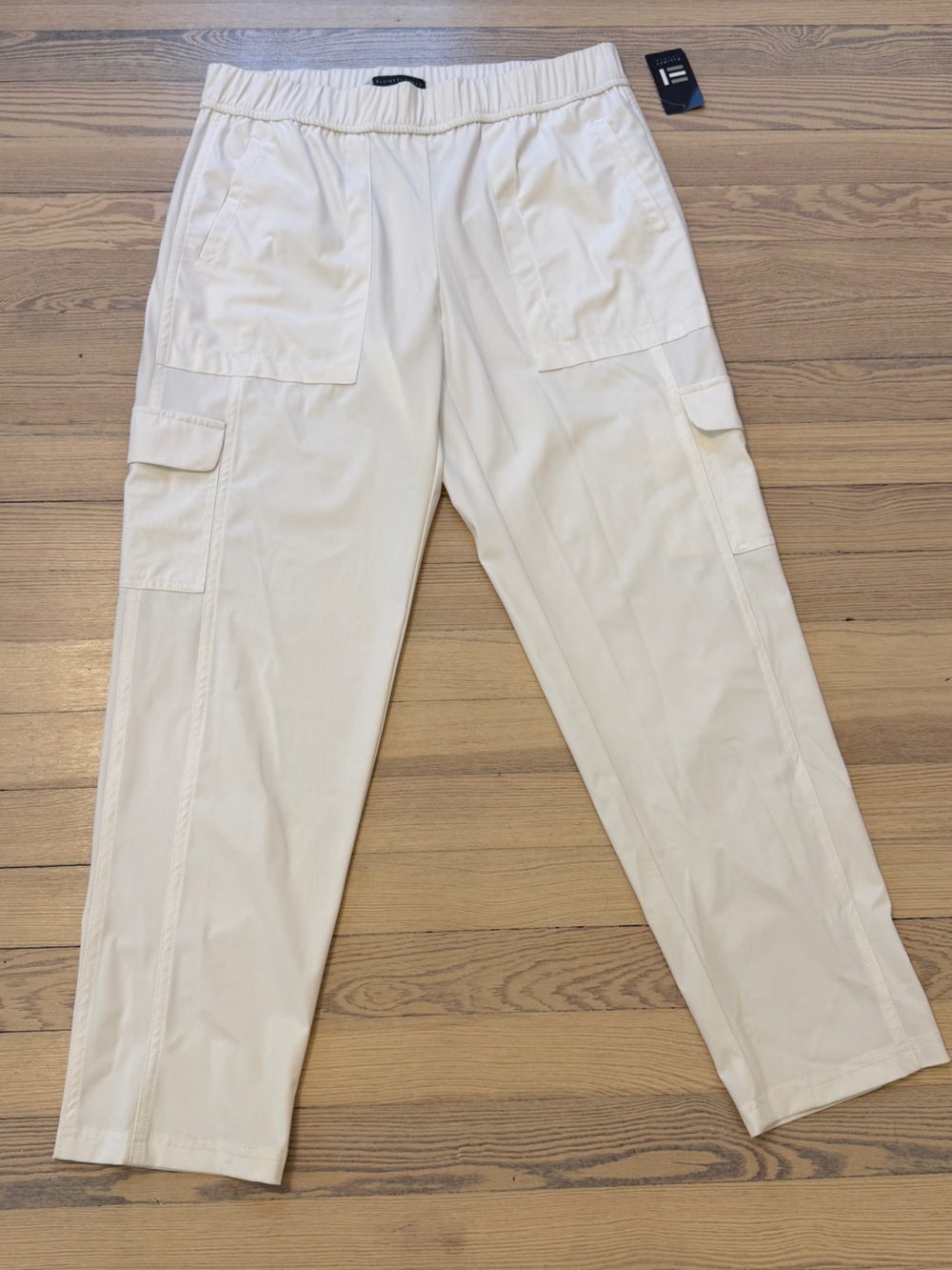 ELLIOTT LAUREN Women's White Elastic Waist Cargo Pocket Slim Leg Pants Size 12